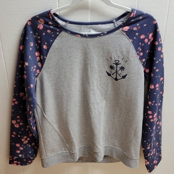 Womens volcom sweatshirt with floral sleeves - Picture 1 of 5